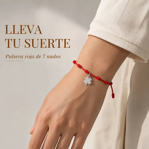 PULSERA 7 NUDOS CON TRÉBOL DE LA SUERTE ACERO PLATEADO