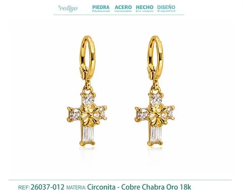 Brinco de argola com pendente de zircónia cúbica prateada