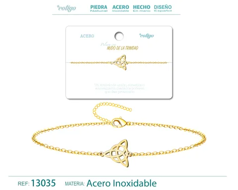 PULSERA NUDO DE LA TRINIDADACERO DORADO