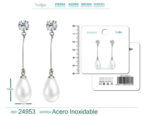 PENDIENTE DE PERLA CON ACCESORIO ACERO
