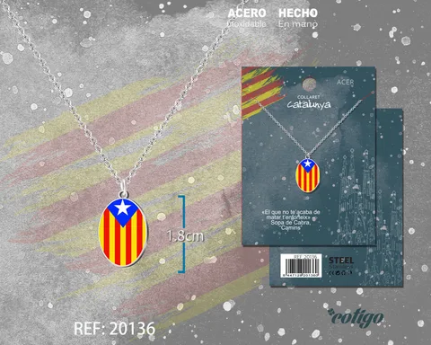 COLGANTE BANDERA CATALUÑA ACERO PLATEADO