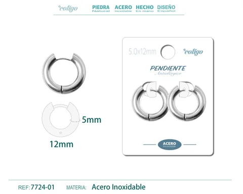 Pendiente Aro Acero 5.0x12mm Acero