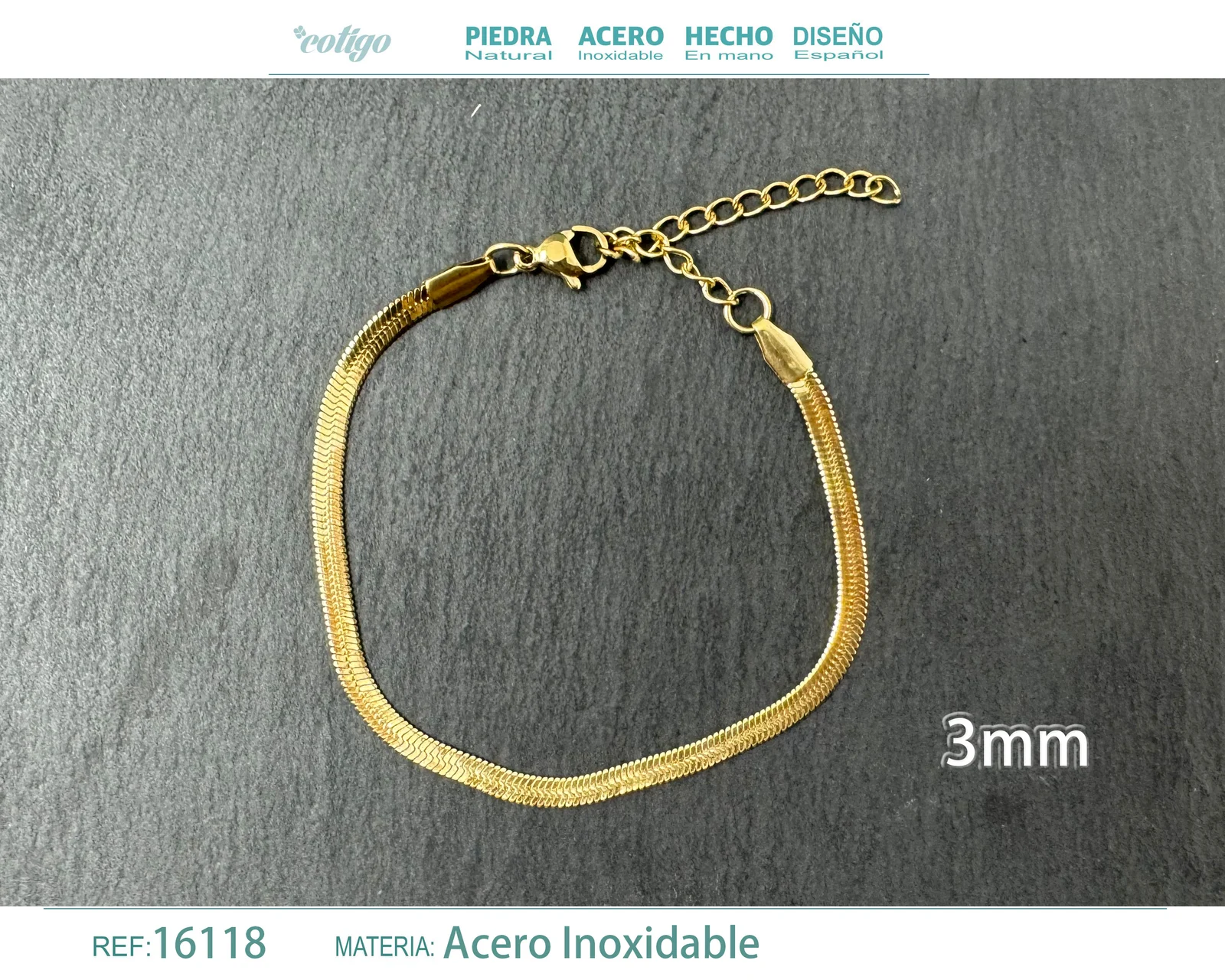 PULSERA DE CADENA ACERO DORADO
