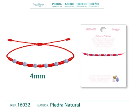PULSERA 7 NUDOS CON  MORGANITA 4MM