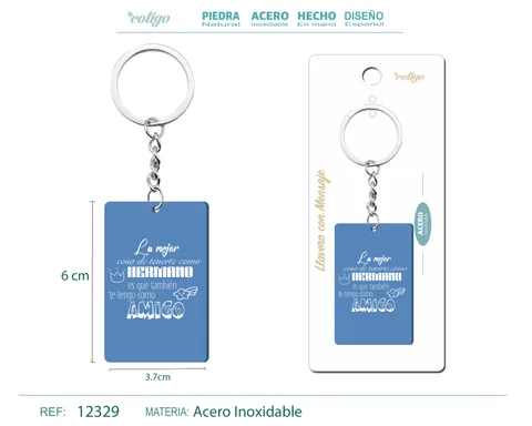 LLAVERO MENSAJE COLORES CON ACCESORIO ACERO