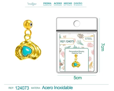 CHARM ACERO DORADO CHAPADO ORO 14 K-CON BOLA DE GOMA