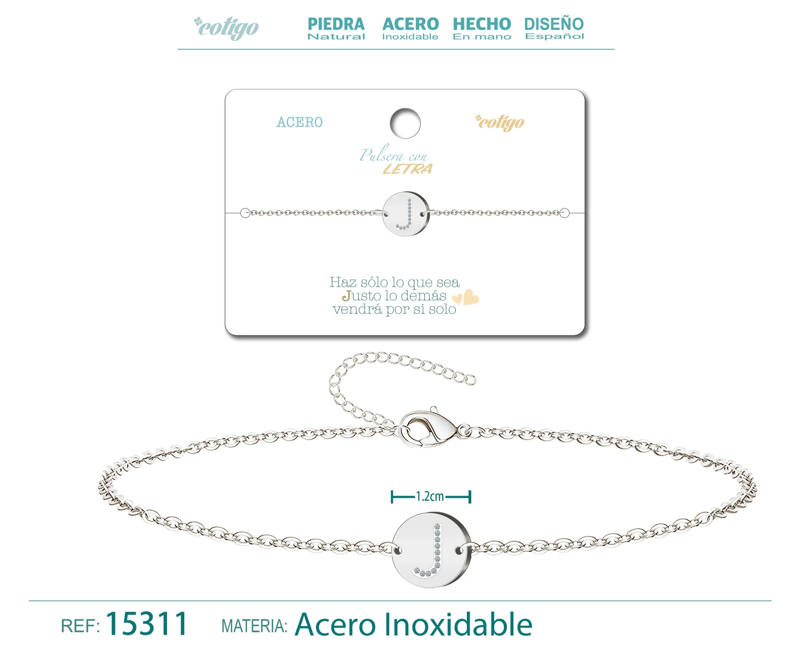 PULSERA LETRA J COLOR PLATEADO
