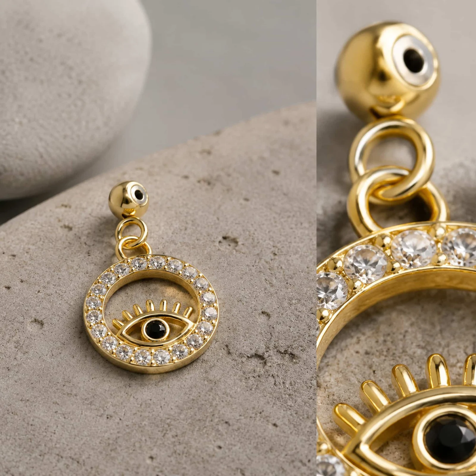 CHARM DE COBRE CHAPADO ORO 14K CON CIRCONITA-CON BOLA DE GOMA