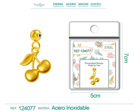 CHARM ACERO DORADO CHAPADO ORO 14 K-CON BOLA DE GOMA