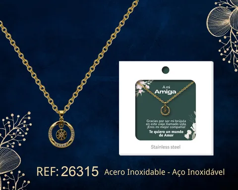 Collar Acero con Circonita para Regalar a  AMIGA