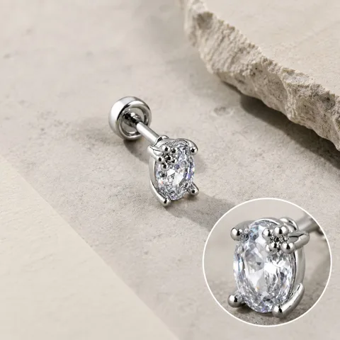 Pendiente-Piercing Bañado Oro 18K y con Circonita