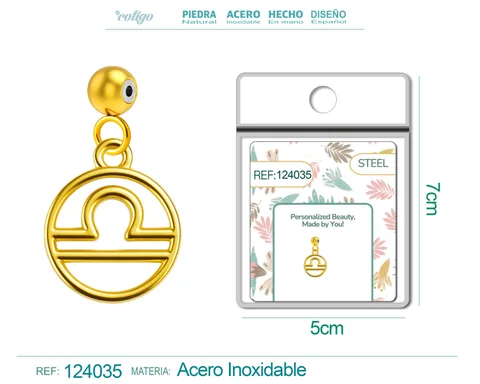 CHARM DE ZODÍACO BALANÇA ACERO COLOR DORADO-CON BOLA DE GOMA