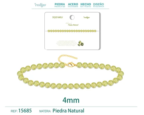 PULSERA TURQUESA AMARILLA 4MM