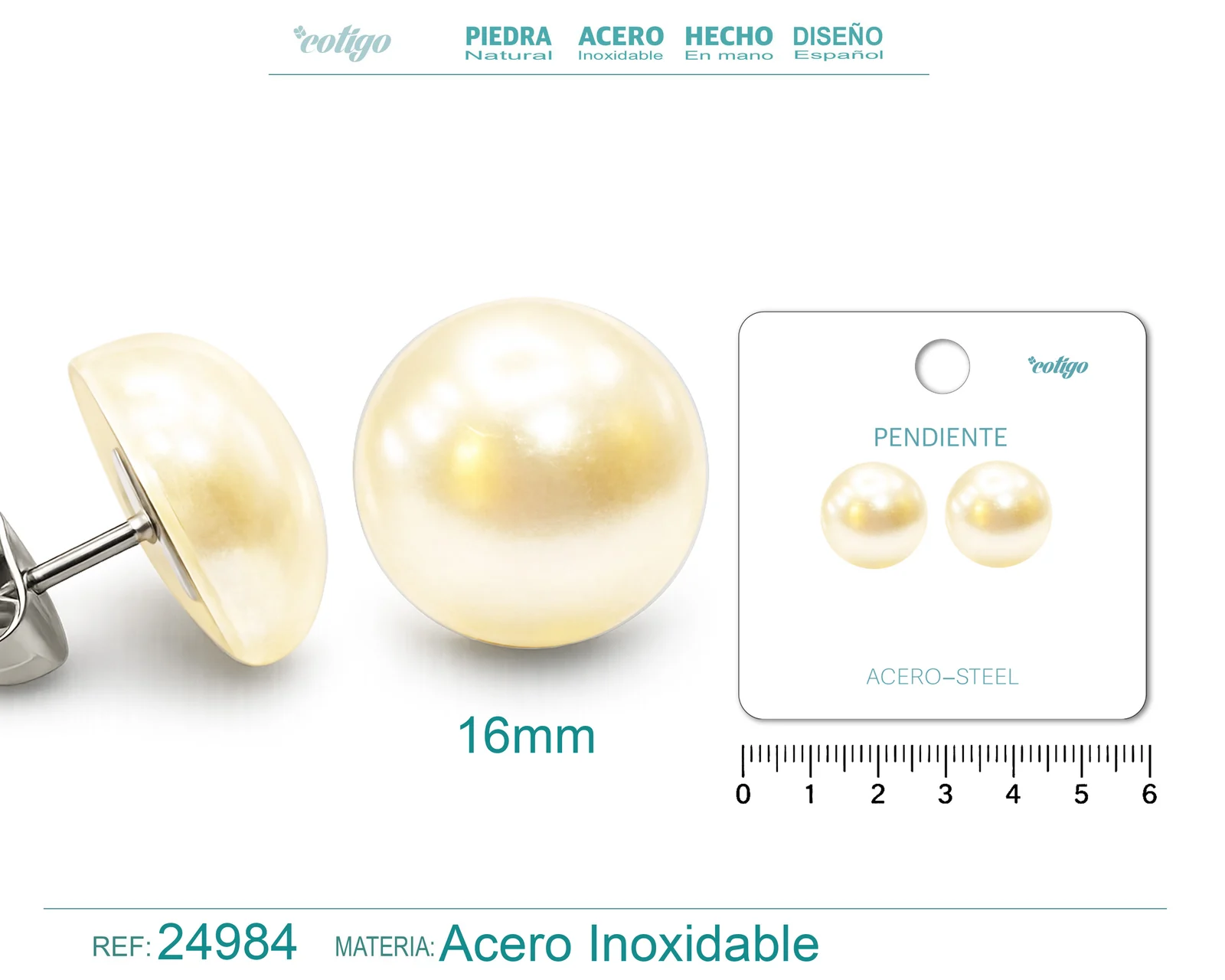 PENDIENTE DE PERLA CON ACCESORIO ACERO