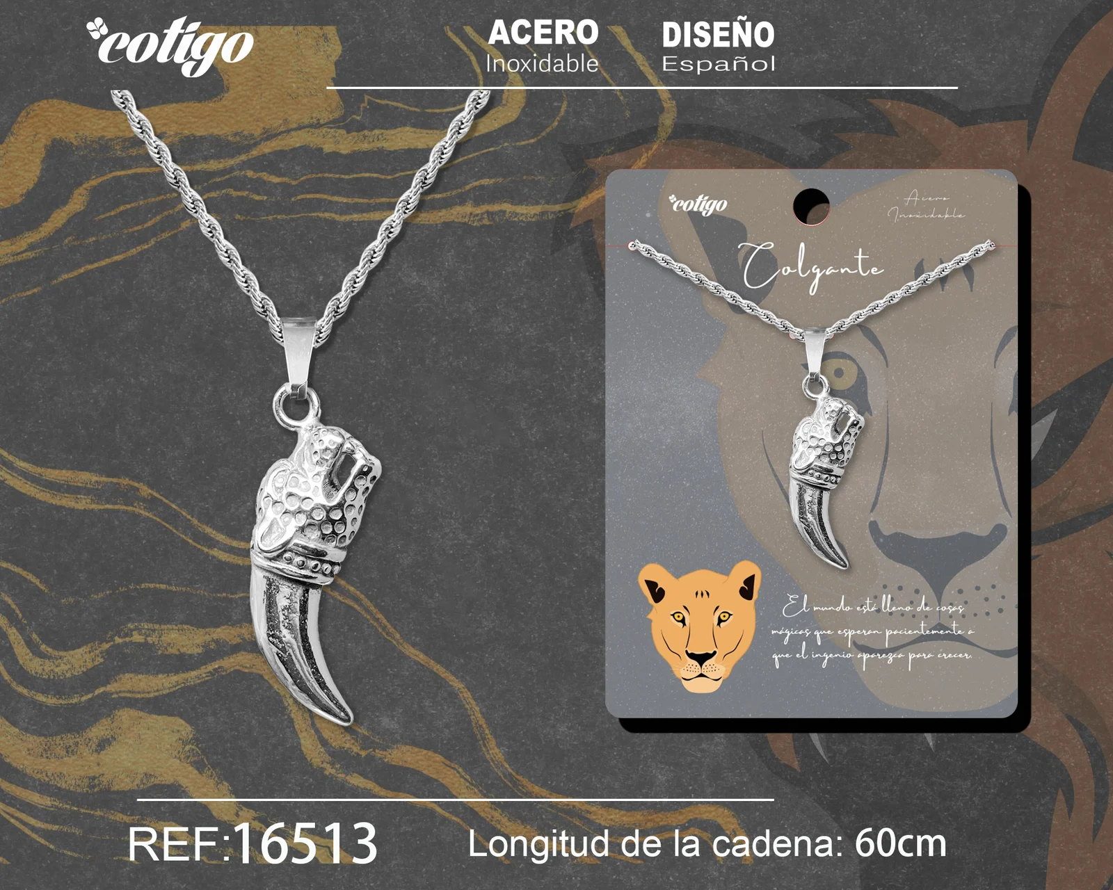 COLGANE HOMBRE ACERO COLOR PLATEADO