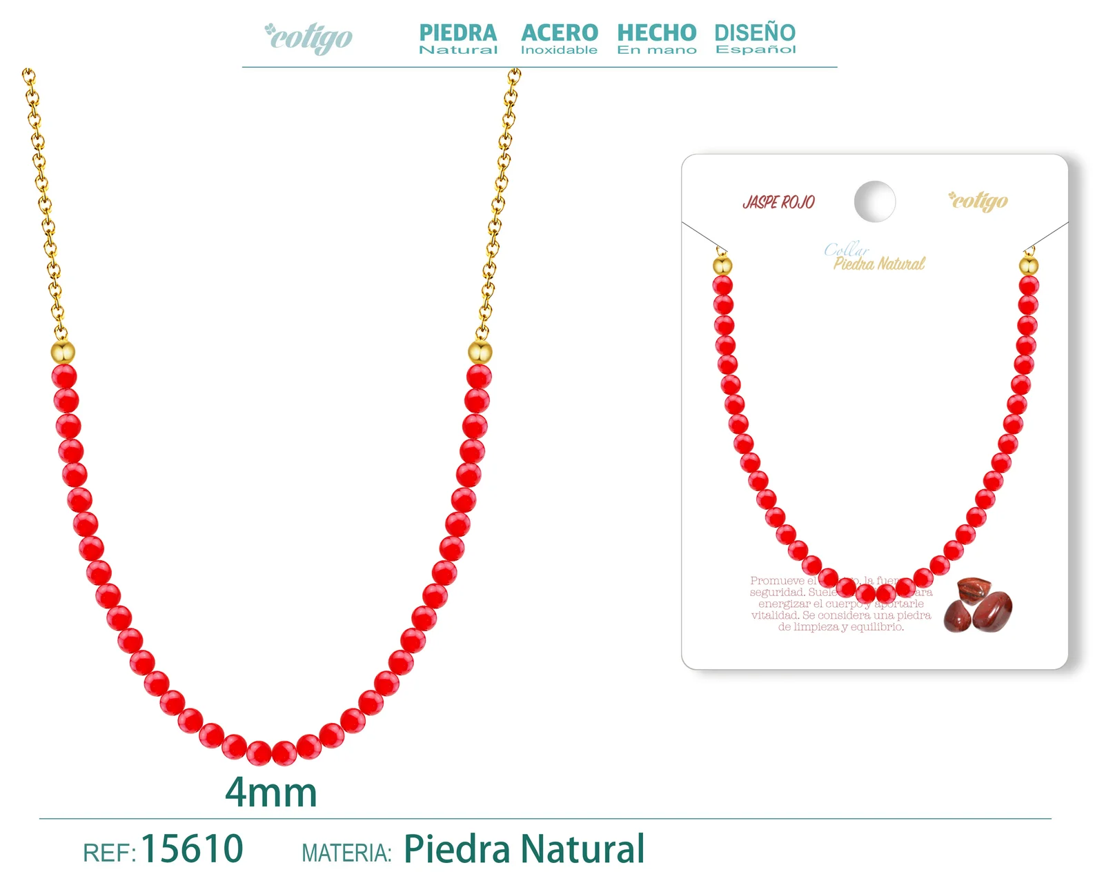 COLLAR JASPE ROJO 4MM