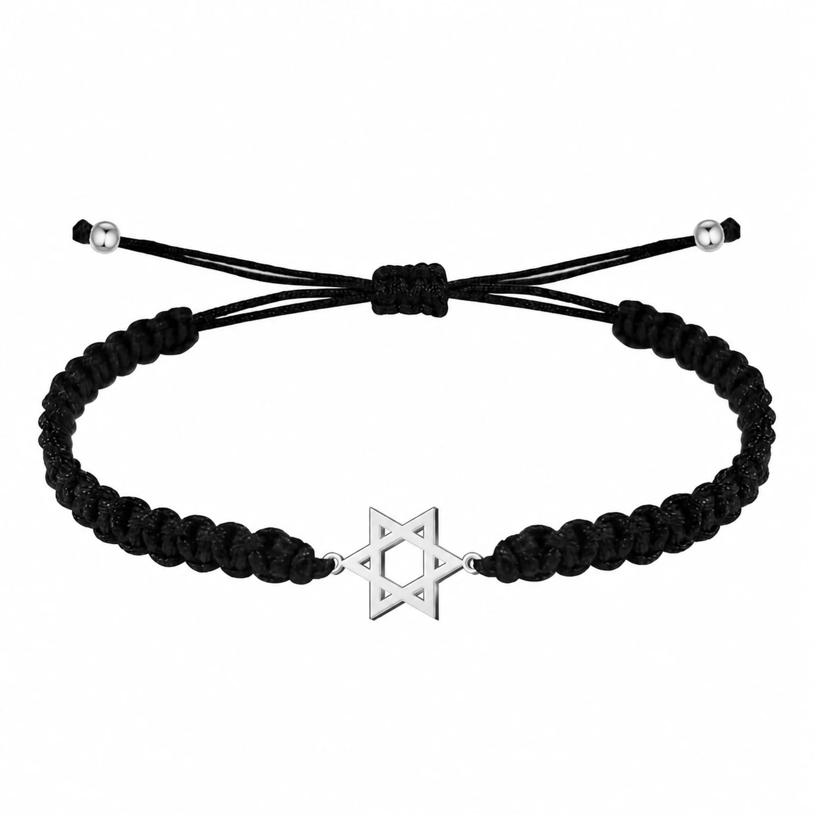 PULSERA HILO DESTINO  CON ESTRELLA DAVID ACERO PLATEADO