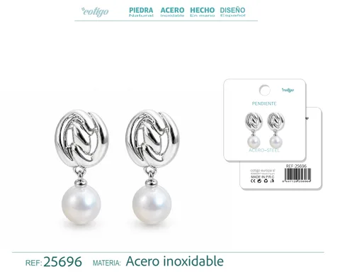 Pendiente Acero Inoxidable color Plateado