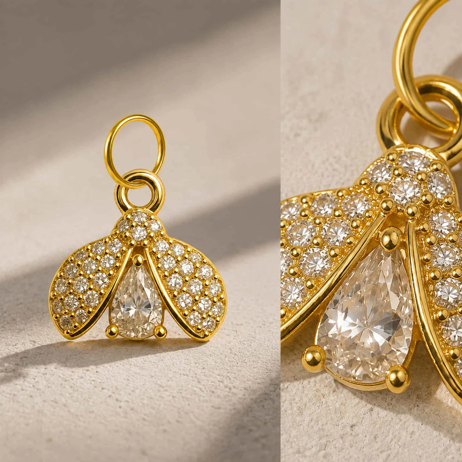 CHARM DE COBRE CHAPADO ORO 14K CON CIRCONITA