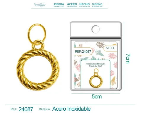 CHARM ACERO DORADO CHAPADO ORO 14 K