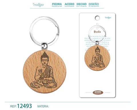 LLAVERO DE MADERA CON BUDA