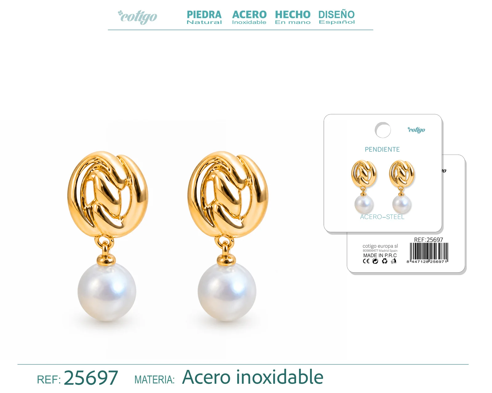 Pendiente Acero Inoxidable color Dorado