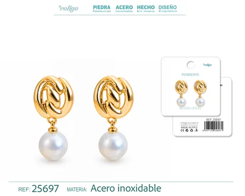Pendiente Acero Inoxidable color Dorado