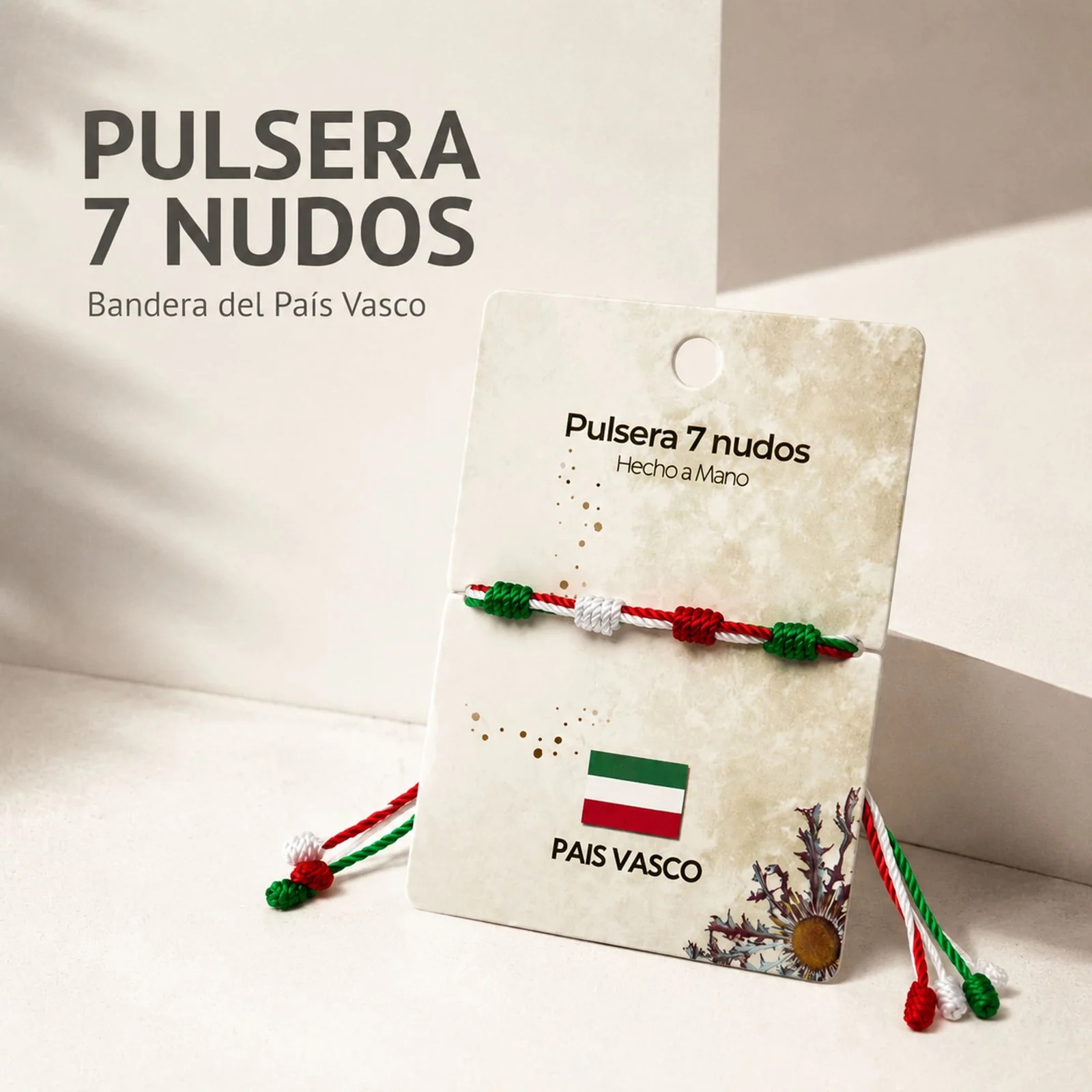 PULSERA 7 NUDOS DE BANDERA DE  PAÍS VASCO