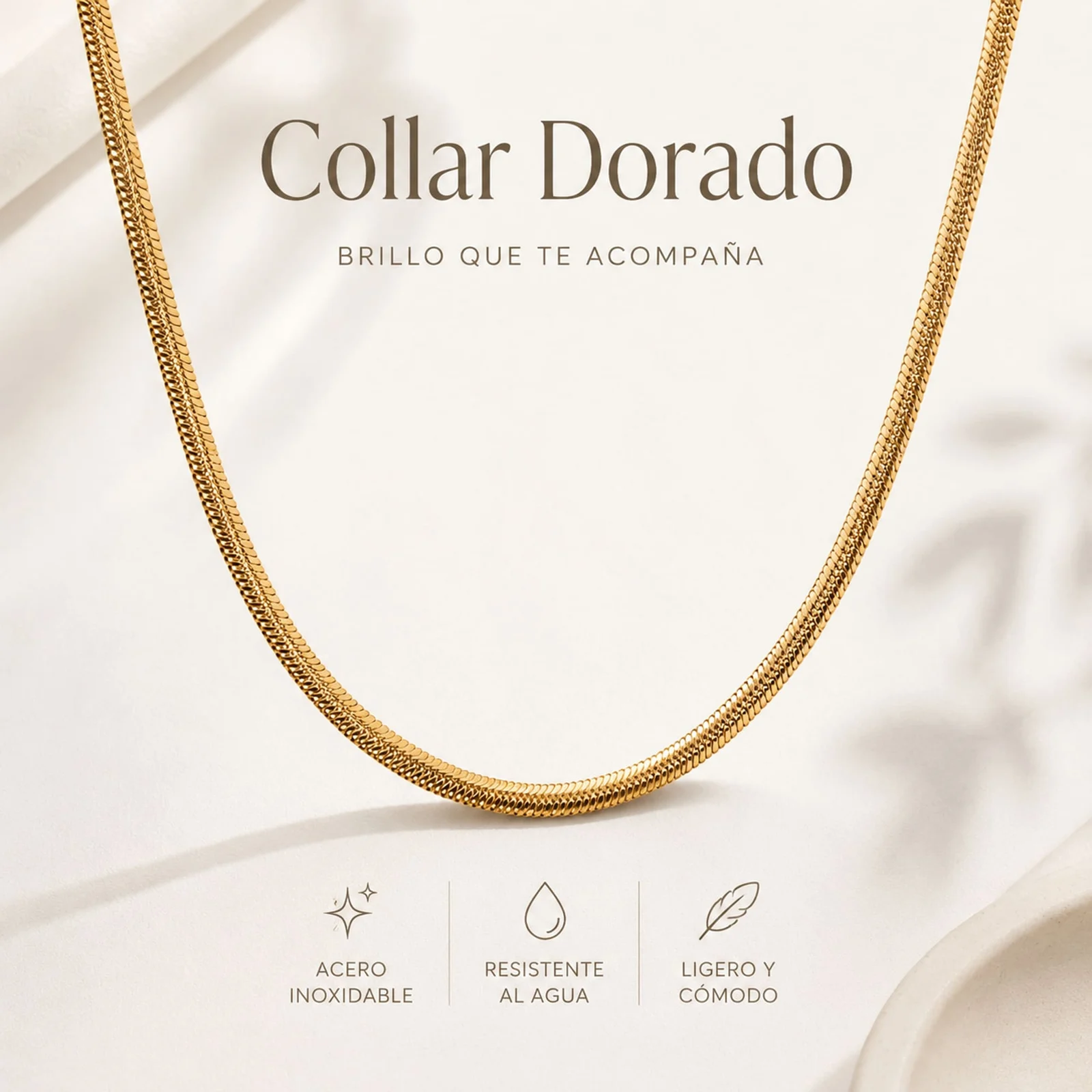 COLLAR DE CADENA ACERO DORADO