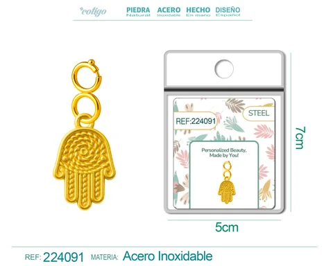 CHARM ACERO DORADO CHAPADO ORO 14 K-CON CIERRE