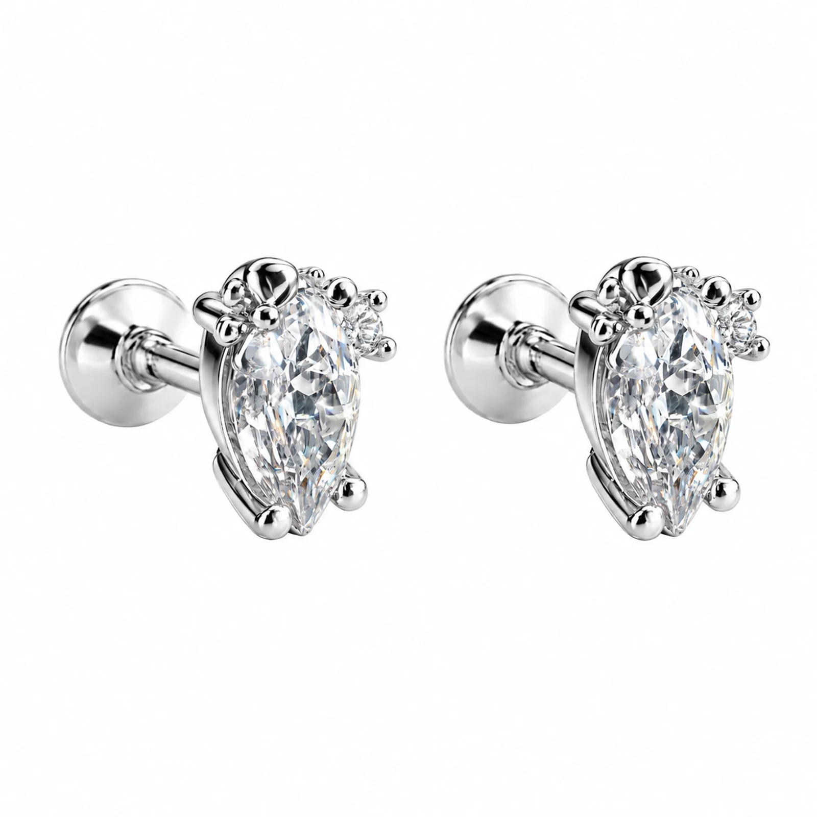Pendiente-Piercing Bañado Oro 18K y con Circonita