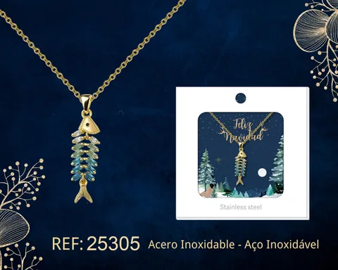 24725-COLGANTE CHAPADO ORO 14K CON CIRCONITA PARA NAVIDAD