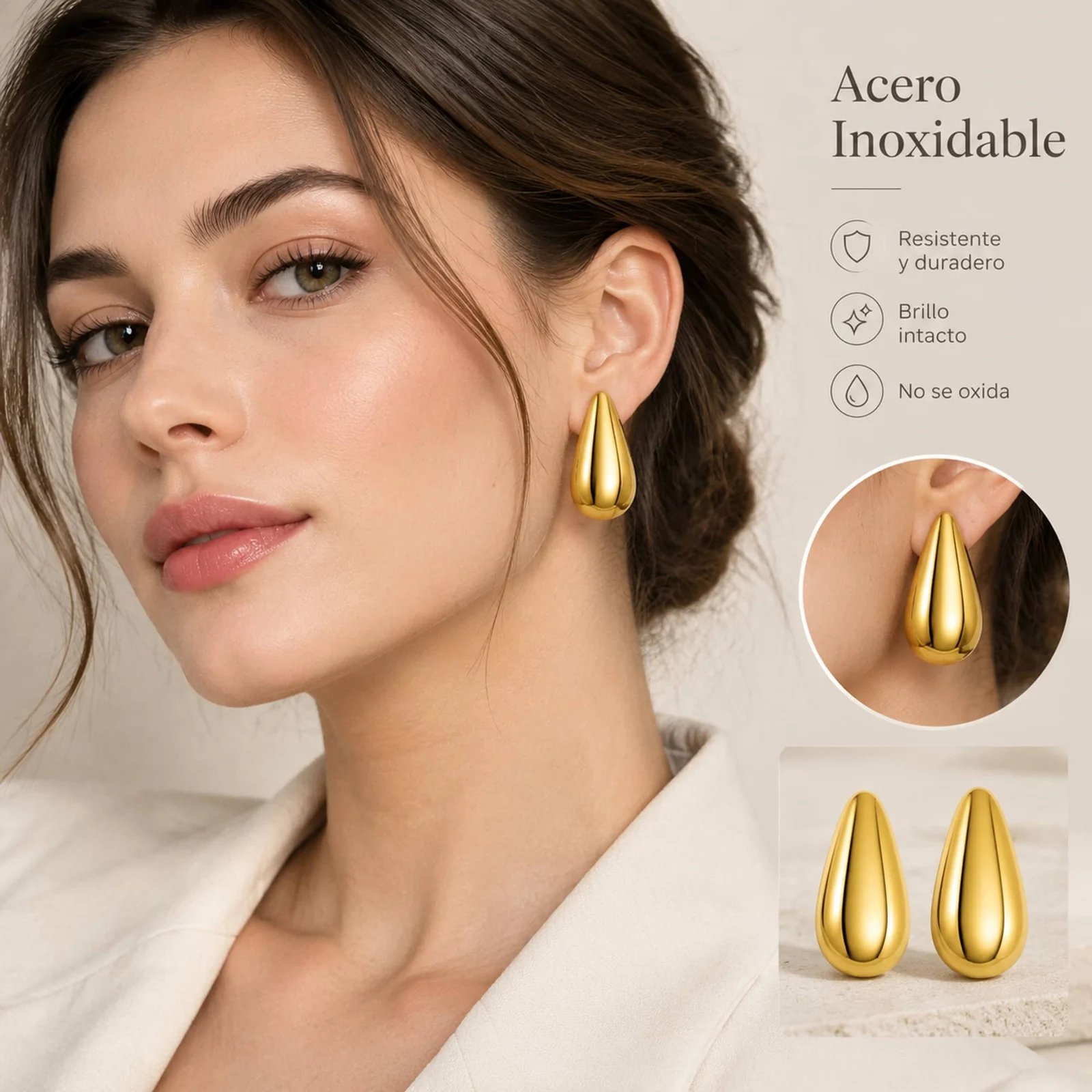 Pendiente Acero Inoxidable color Dorado