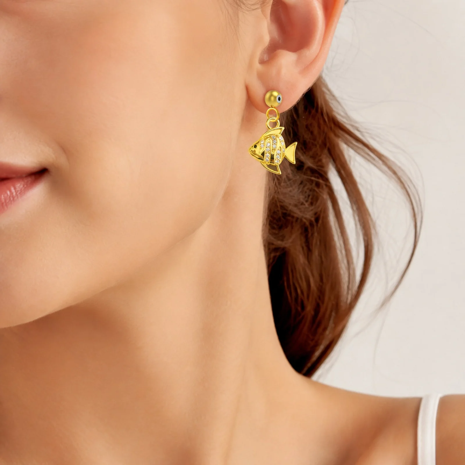 CHARM DE COBRE CHAPADO ORO 14K CON CIRCONITA-CON BOLA DE GOMA