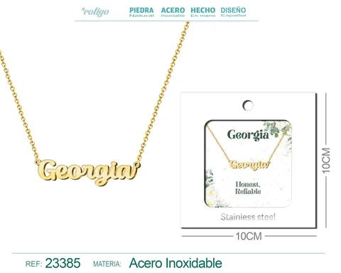 COLLAR NOMBRE INGLES GEORGIA ACERO CON SOBRE