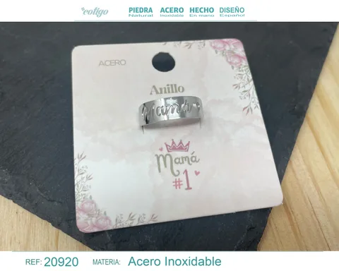 ANILLO PARA MAMÁ ACERO COLOR PLATEADO