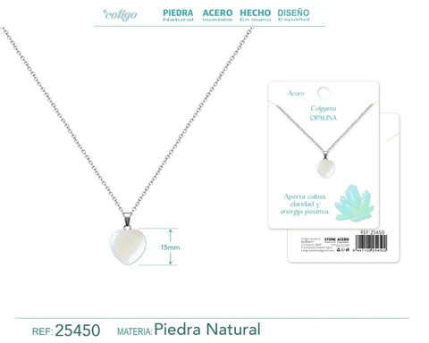 Colgante Piedra Opalina con cadena Acero Inoxidable