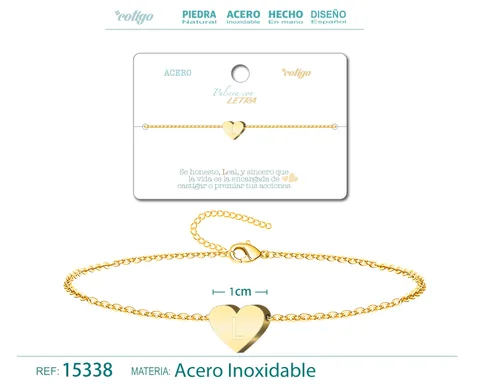 PULSERA LETRA L COLOR DORADO