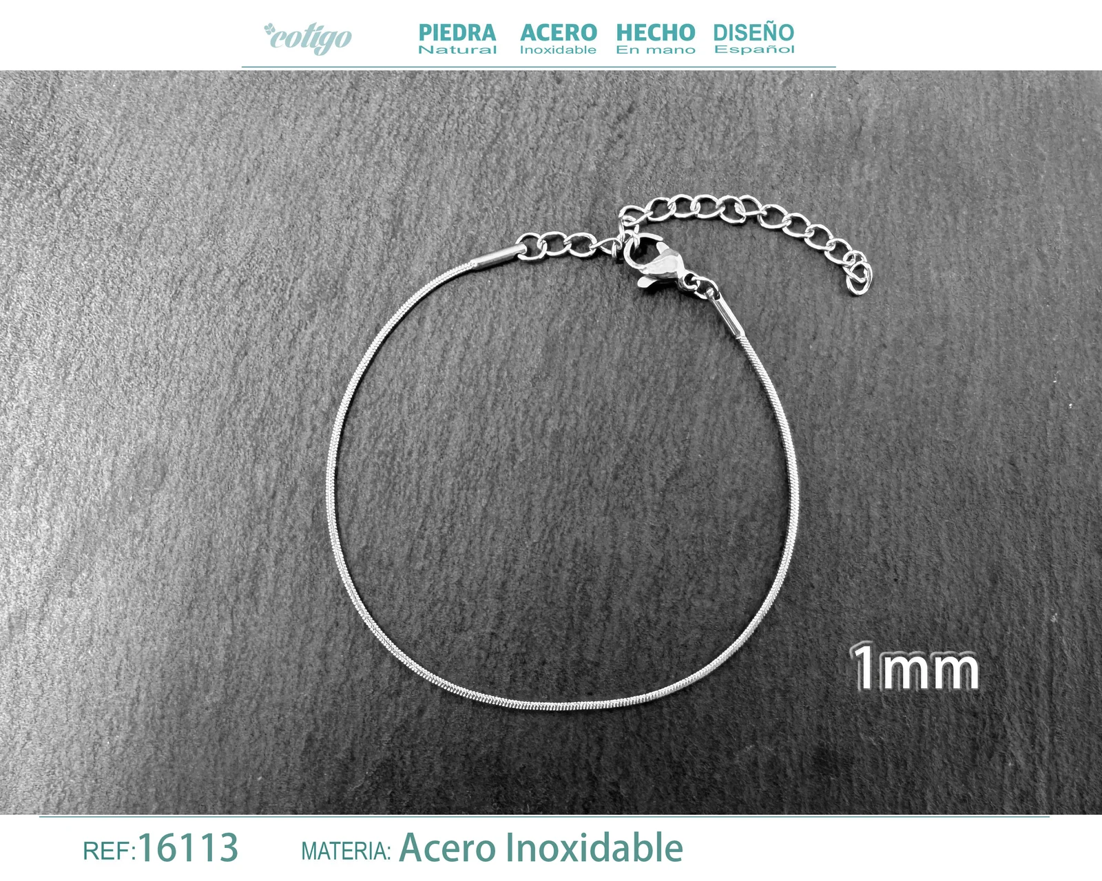 PULSERA DE CADENA ACERO PLATEADO