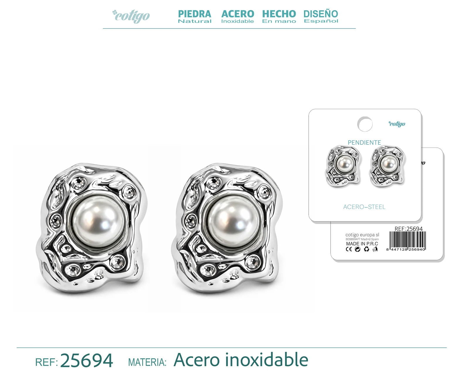 Pendiente Acero Inoxidable color Plateado
