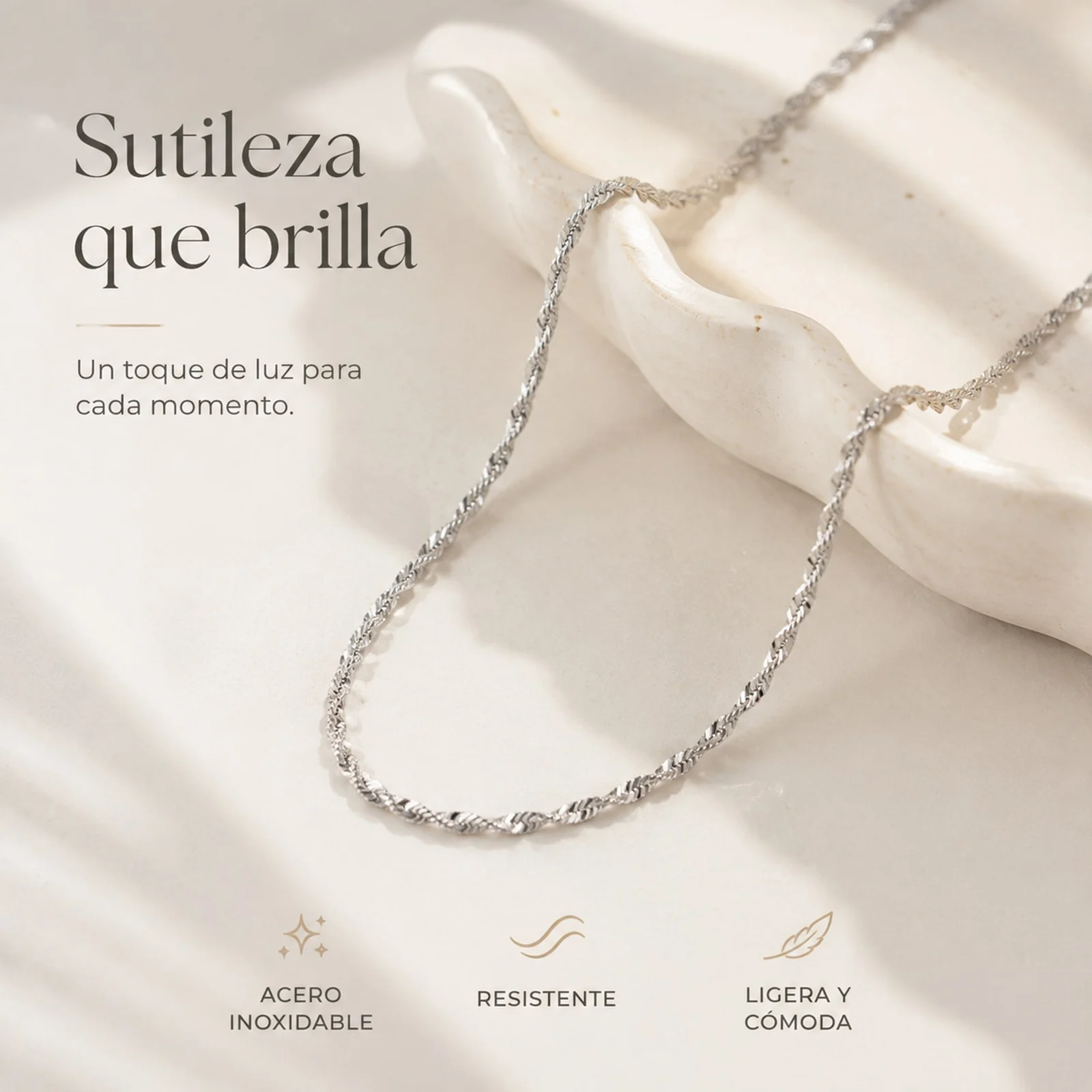 COLLAR DE CADENA ACERO PLATEADO