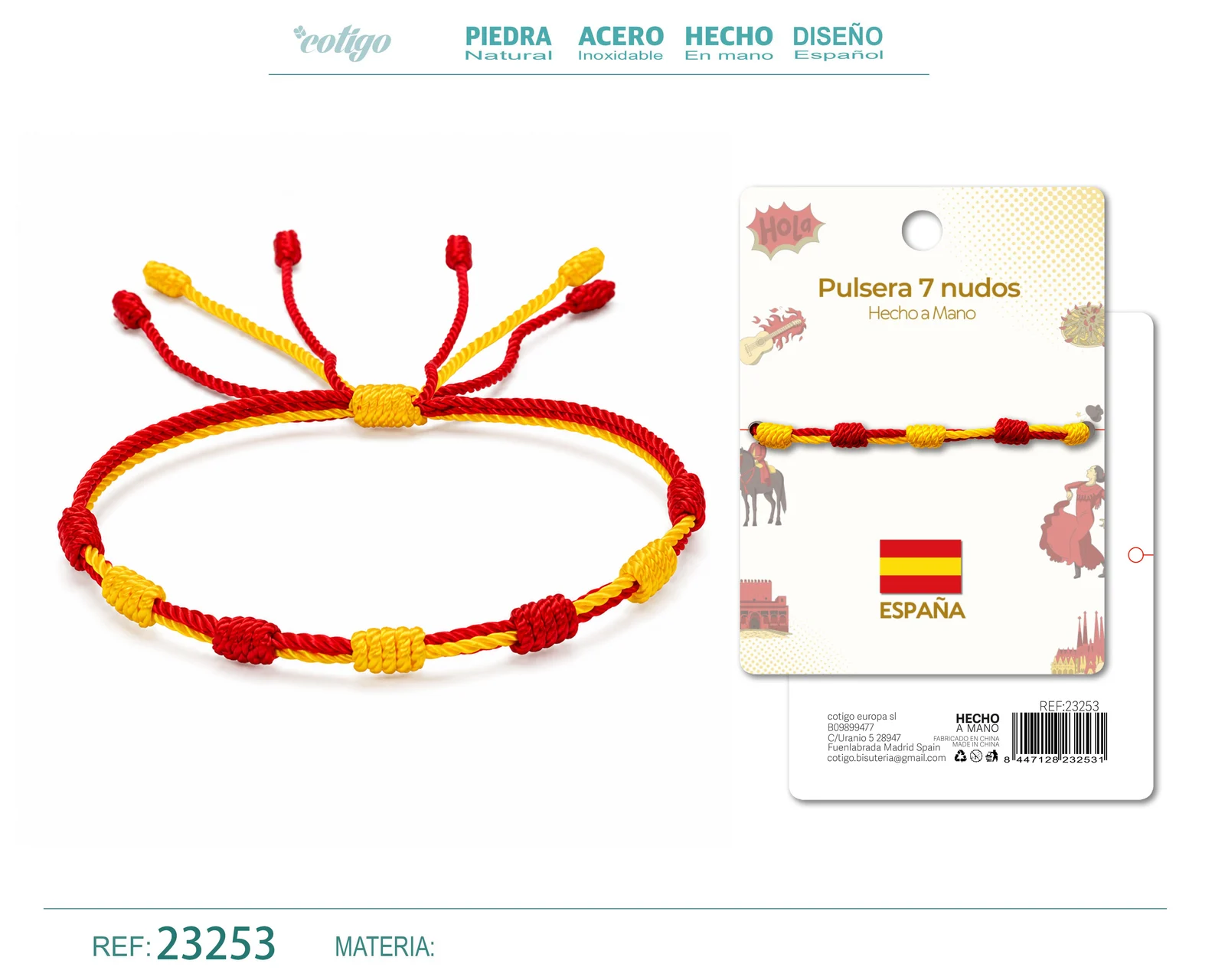 PULSERA 7 NUDOS DE BANDERA DE  ESPAÑA