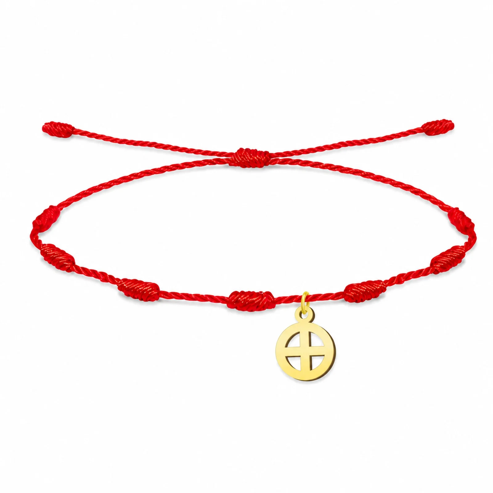 PULSERA 7 NUDOS CON CRUZ SOLAR COLOR DORADO