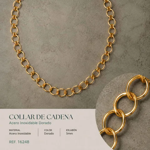 COLLAR DE CADENA ACERO DORADO