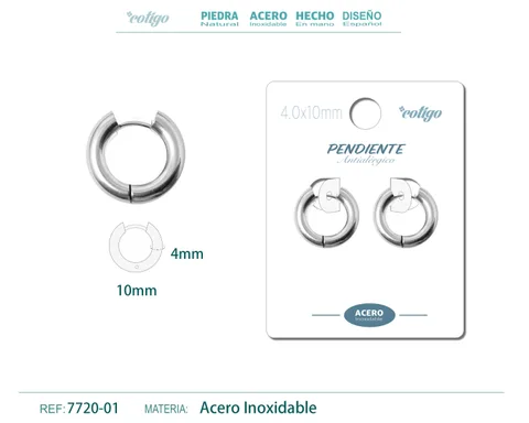 Pendiente Aro Acero 4.0x10mm Acero