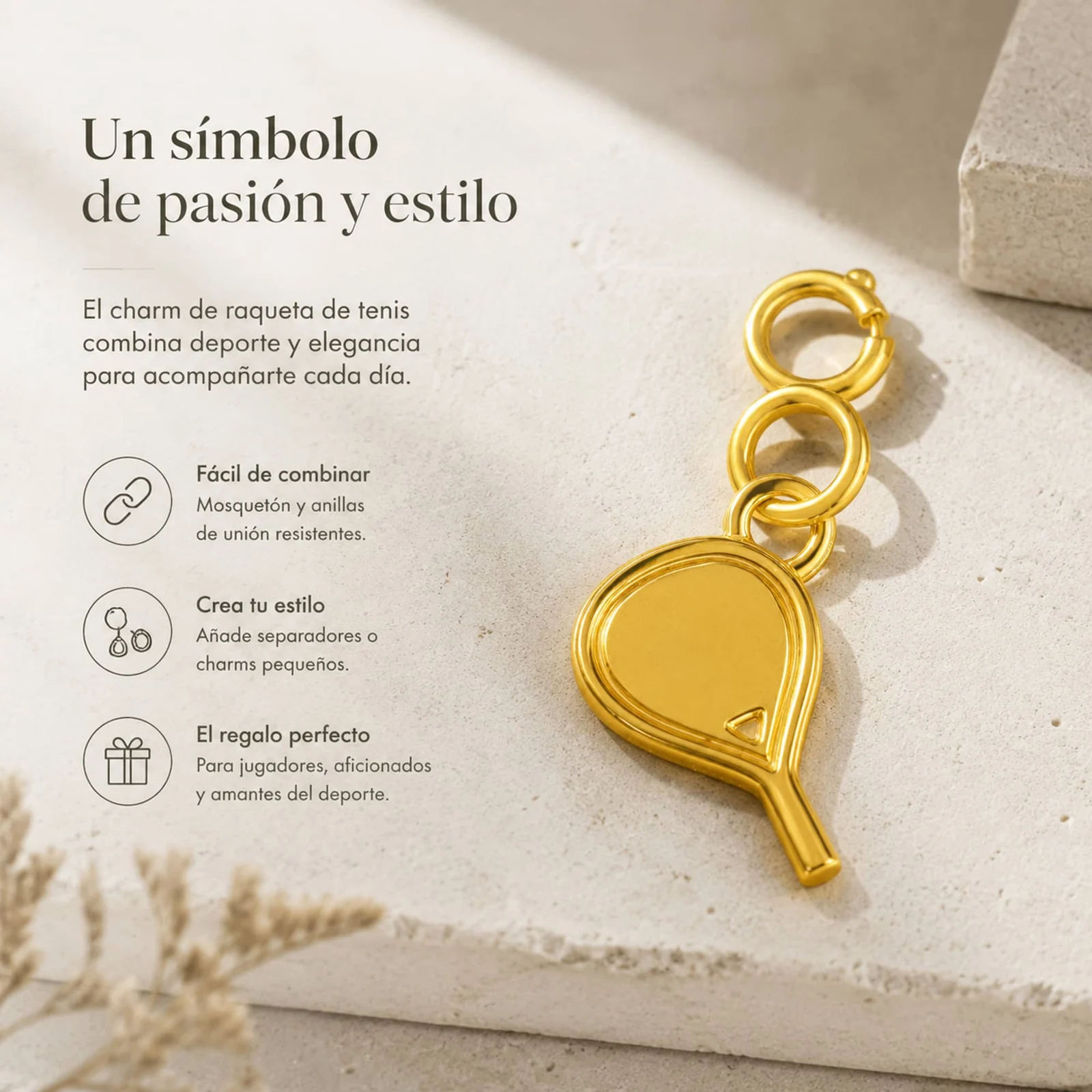 CHARM ACERO DORADO CHAPADO ORO 14 K-CON CIERRE
