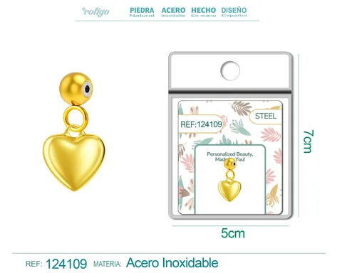 CHARM ACERO DORADO CHAPADO ORO 14 K-CON BOLA DE GOMA
