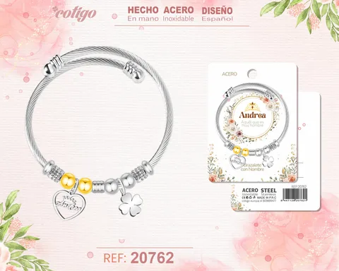 BRAZALERTE ACERO CON NOMBRE:ANDREA