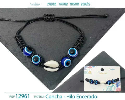 PULSERA HILO ENCERADO DE CONCHA