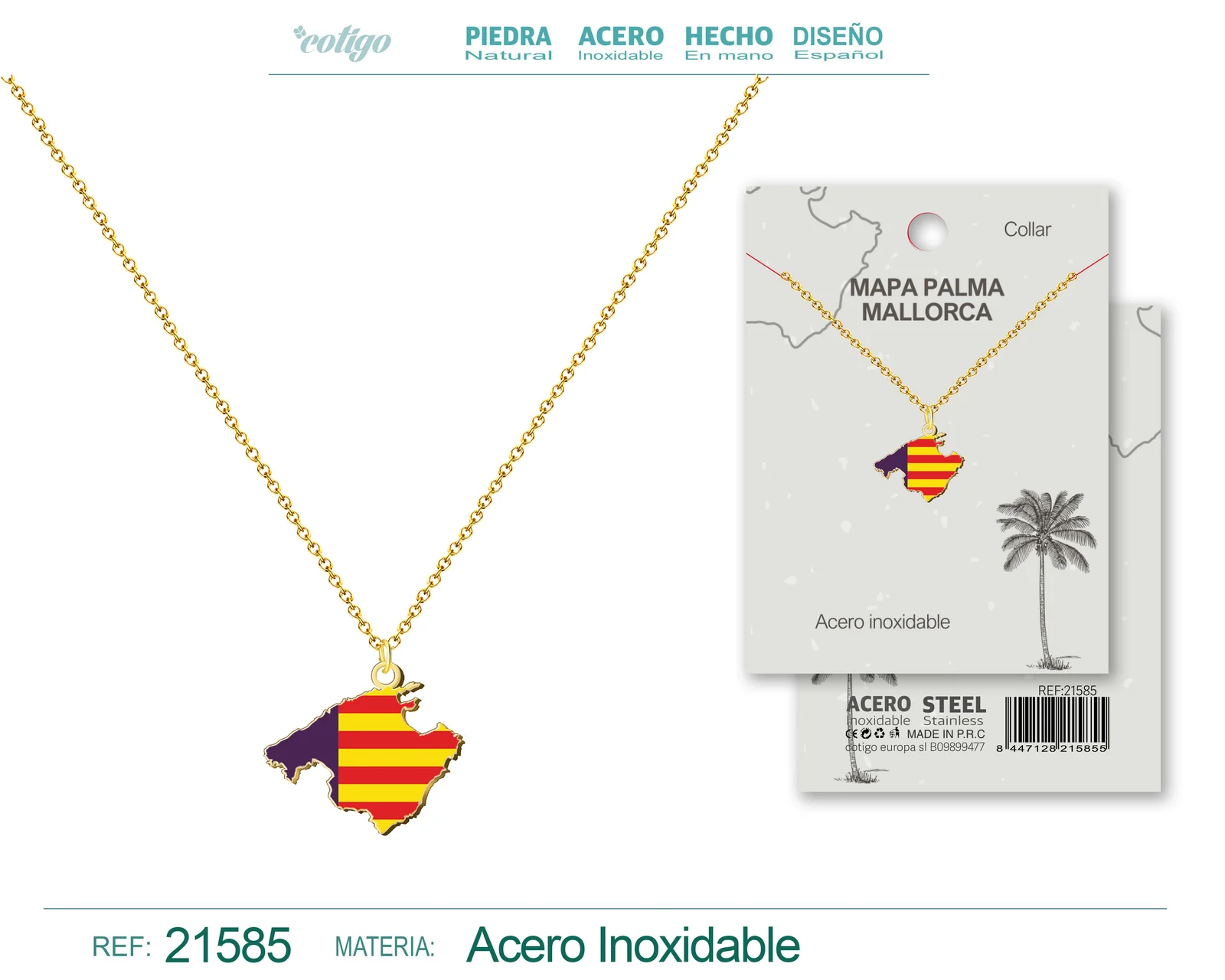 COLGANTE MAPA MALLORCA ACERO DORADO